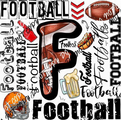 Football Word Collage Distressed DTF Transfer - We Print U Press DTF Transfers