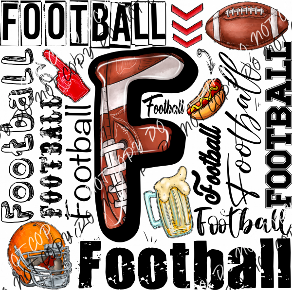 Football Word Collage Distressed Dtf Transfer Rtp Transfers