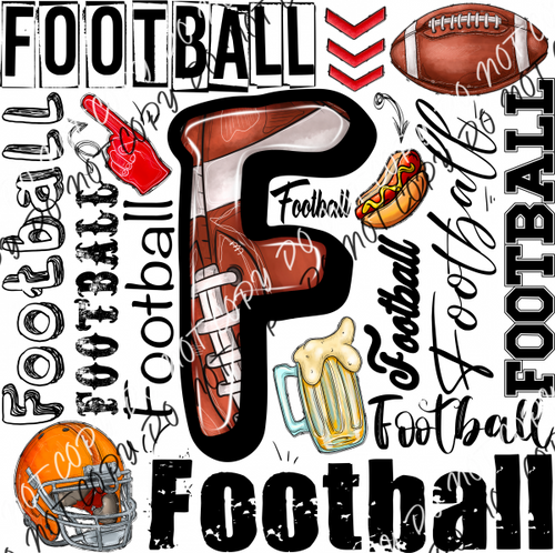 Football Word Collage Distressed Dtf Transfer Rtp Transfers