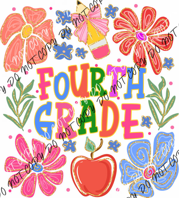 Fourth Grade Colorful Doodles DTF Transfer