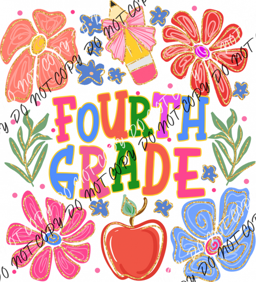 Fourth Grade Colorful Doodles DTF Transfer