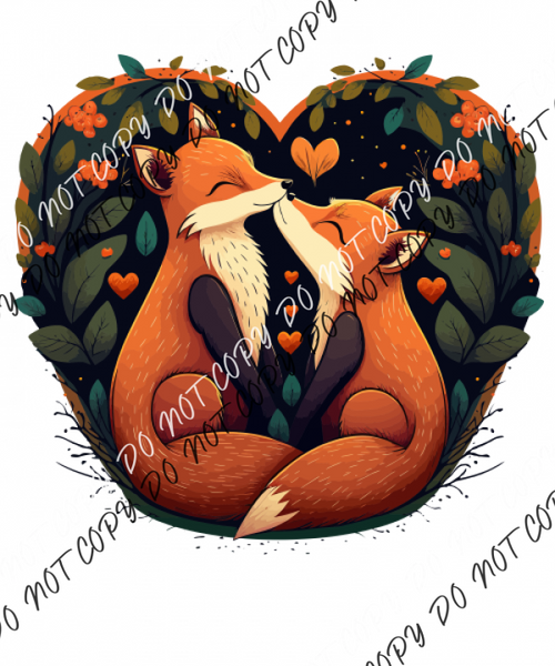 Foxes Hugging With Hearts Dtf Transfer