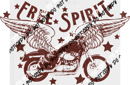 Free Spirit Motorcycle DTF Transfer - We Print U Press DTF Transfers