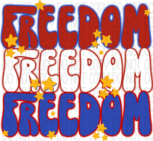 Freedom Red White Blue Stacked Dtf Transfer