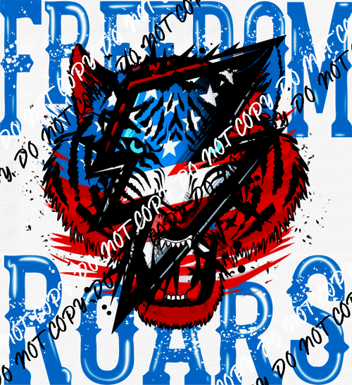 Freedom Roars Lightning Bolt Tiger DTF Transfer - We Print U Press DTF Transfers