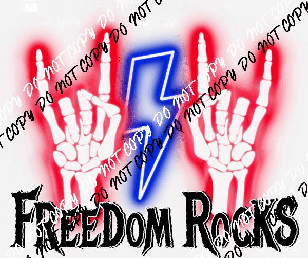 Freedom Rocks Skeleton DTF Transfer - We Print U Press DTF Transfers