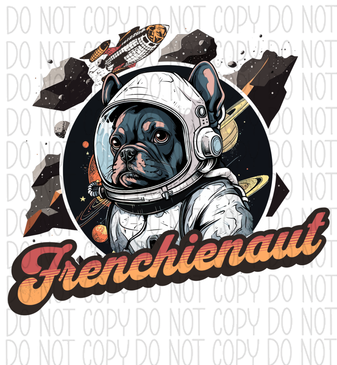 Frenchie Dog Astronaut Dtf Transfer