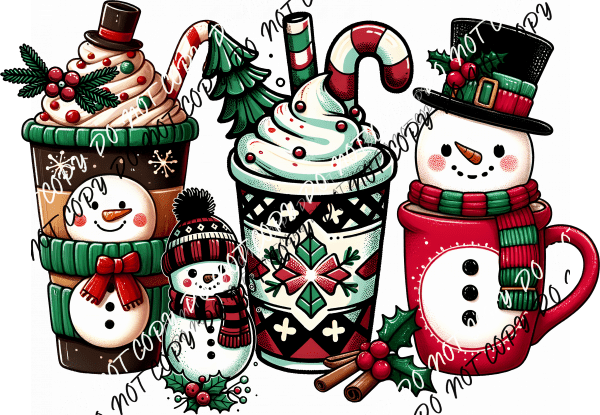 Frosty Sips and Snowy Smiles DTF Transfer - We Print U Press DTF Transfers