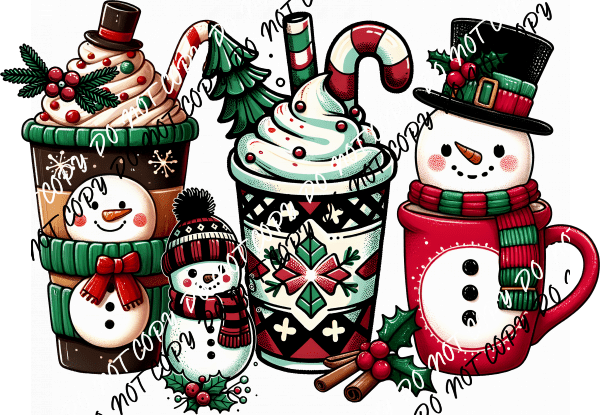 Frosty Sips and Snowy Smiles DTF Transfer - We Print U Press DTF Transfers