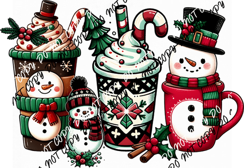 Frosty Sips and Snowy Smiles DTF Transfer - We Print U Press DTF Transfers