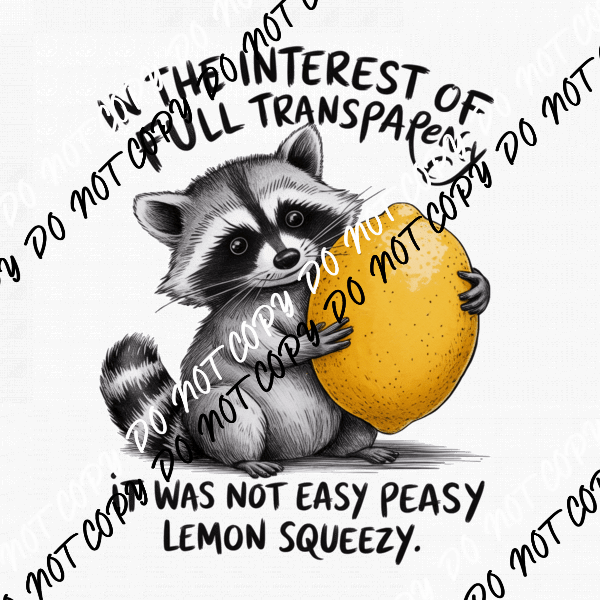 Full Transparency Raccoon DTF Transfer - We Print U Press DTF Transfers