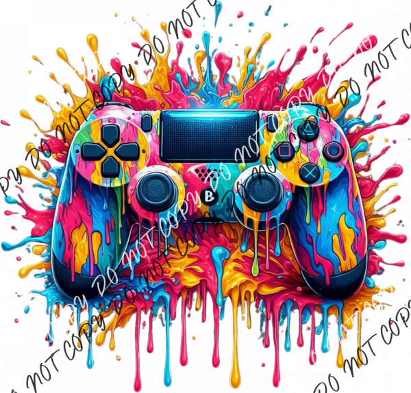 Game Controller With Color Splash Dtf Transfer Rtp Transfers