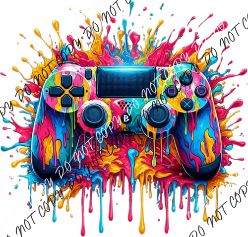 Game Controller With Color Splash Dtf Transfer Rtp Transfers