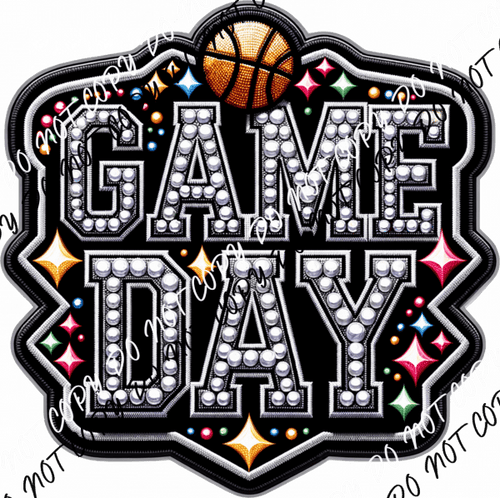 Game Day Basketball Faux Rhinestone DTF Transfer - We Print U Press DTF Transfers