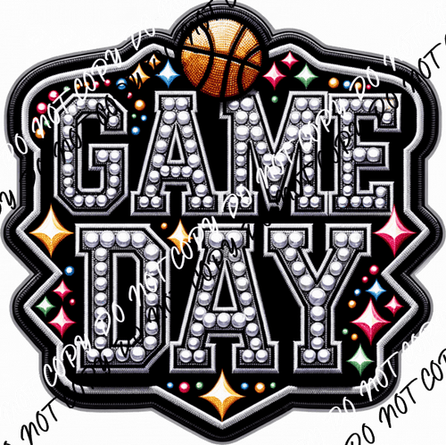 Game Day Basketball Faux Rhinestone DTF Transfer - We Print U Press DTF Transfers