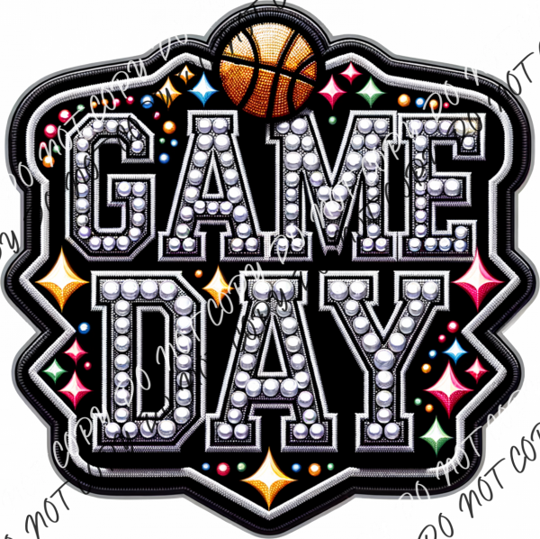 Game Day Basketball Faux Rhinestone Dtf Transfer Rtp Transfers