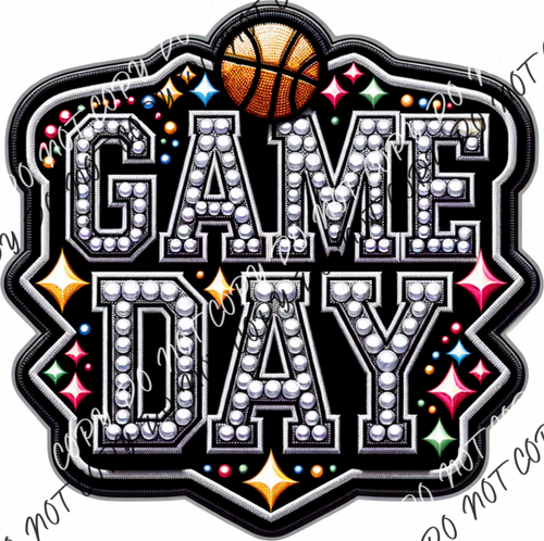 Game Day Basketball Faux Rhinestone Dtf Transfer Rtp Transfers