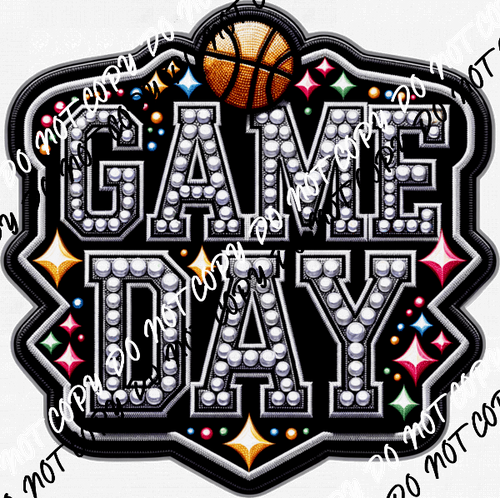 Game Day Basketball Faux Rhinestone DTF Transfer - We Print U Press DTF Transfers