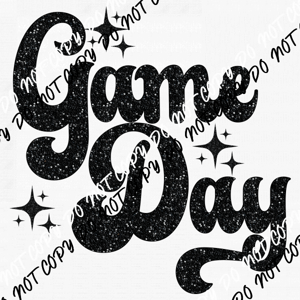 Game Day black faux sequin DTF Transfer - We Print U Press DTF Transfers