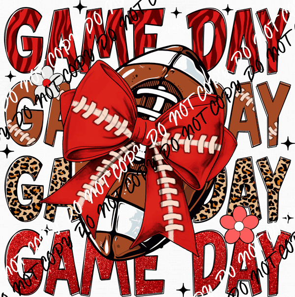 Game Day Bow Football DTF Transfer - We Print U Press DTF Transfers