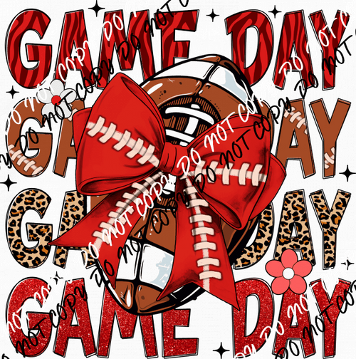 Game Day Bow Football DTF Transfer - We Print U Press DTF Transfers