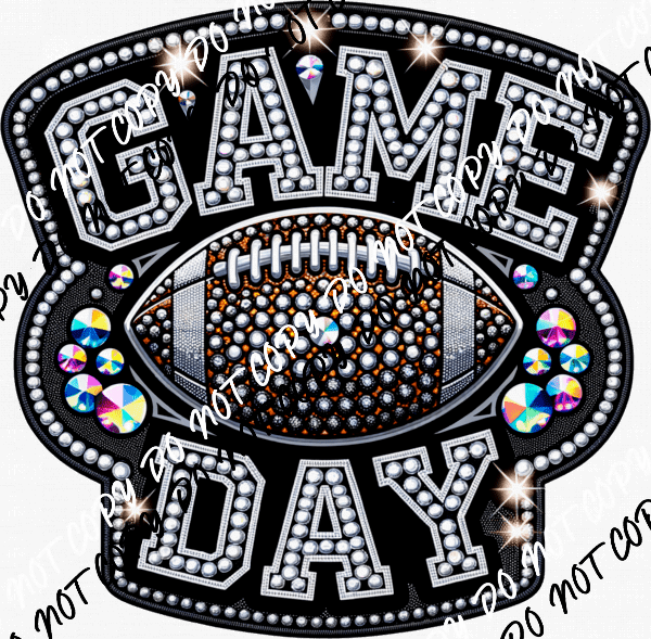 Game Day Football Faux Rhinestone DTF Transfer - We Print U Press DTF Transfers