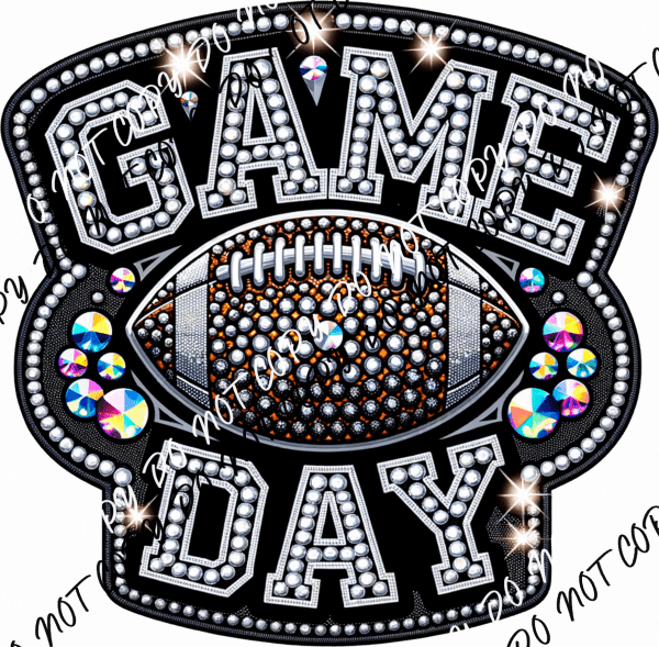 Game Day Football Faux Rhinestone DTF Transfer - We Print U Press DTF Transfers