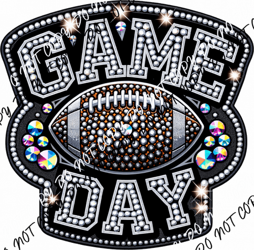 Game Day Football Faux Rhinestone DTF Transfer - We Print U Press DTF Transfers