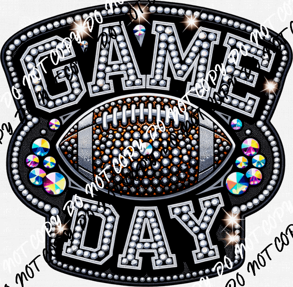 Game Day Football Faux Rhinestone DTF Transfer - We Print U Press DTF Transfers