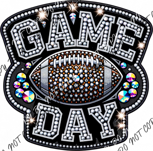 Game Day Football Faux Rhinestone Dtf Transfer Rtp Transfers