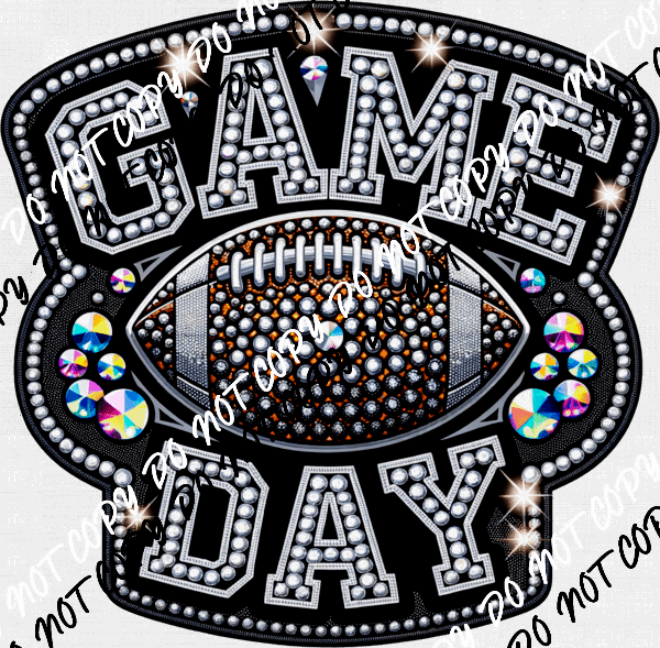 Game Day Football Faux Rhinestone DTF Transfer - We Print U Press DTF Transfers