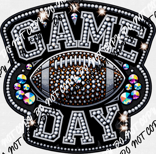 Game Day Football Faux Rhinestone DTF Transfer - We Print U Press DTF Transfers