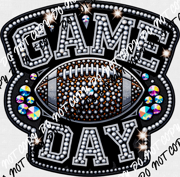Game Day Football Faux Rhinestone DTF Transfer - We Print U Press DTF Transfers