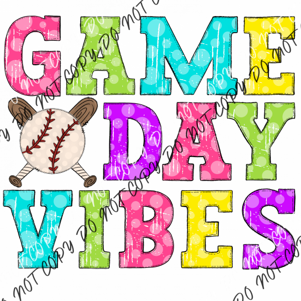 Game Day Vibes Baseball Colorful Dtf Transfer Rtp Transfers