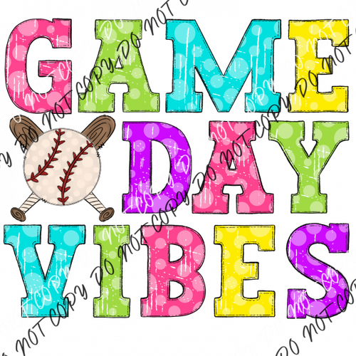 Game Day Vibes Baseball Colorful Dtf Transfer Rtp Transfers