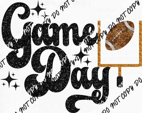 Game Day with Football faux sequin DTF Transfer - We Print U Press DTF Transfers