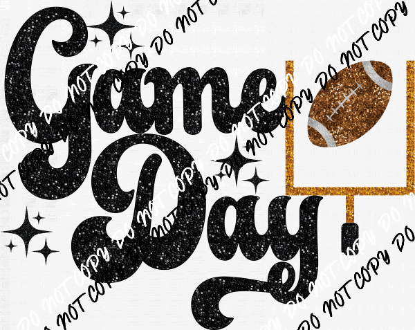 Game Day with Football faux sequin DTF Transfer - We Print U Press DTF Transfers