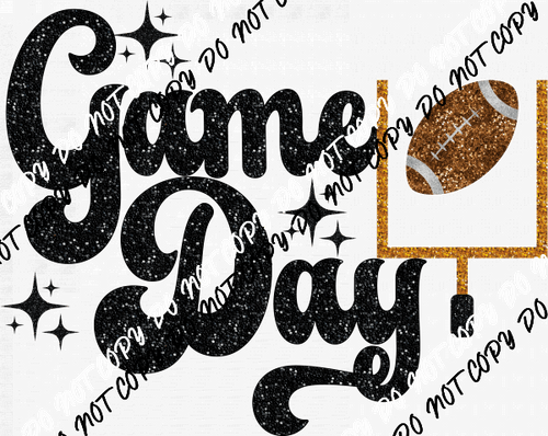 Game Day with Football faux sequin DTF Transfer - We Print U Press DTF Transfers
