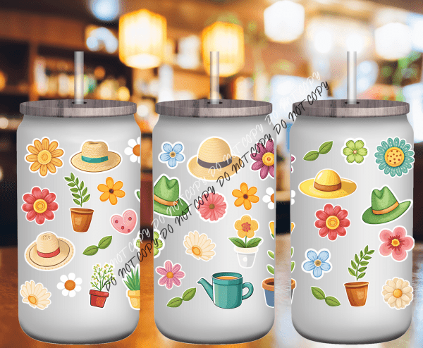 Gardening UV Transfer for 16 oz Glass Can - We Print U Press DTF Transfers