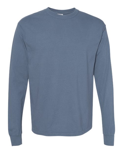 Garment - Dyed Heavyweight Long Sleeve T-Shirt - Blue Jean - We Print U Press DTF Transfers