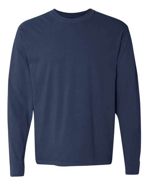 Garment - Dyed Heavyweight Long Sleeve T-Shirt - True Navy - We Print U Press DTF Transfers