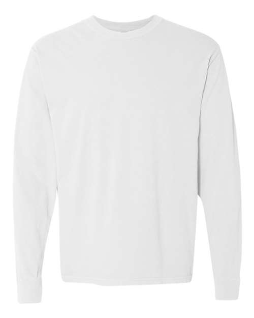 Garment - Dyed Heavyweight Long Sleeve T-Shirt - White - We Print U Press DTF Transfers