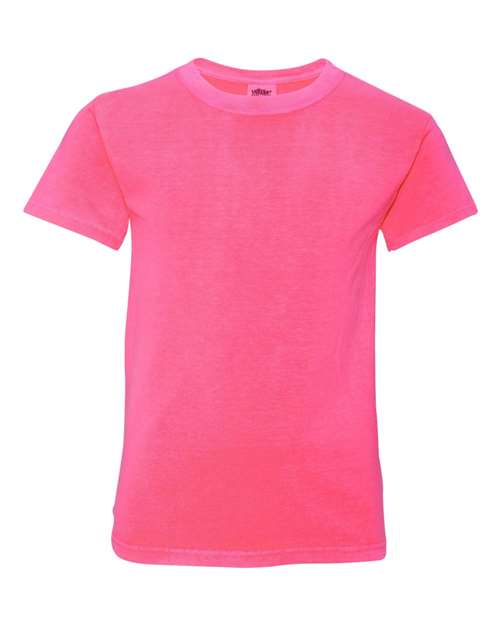 Garment - Dyed Youth Heavyweight T-Shirt - Neon Pink - We Print U Press DTF Transfers