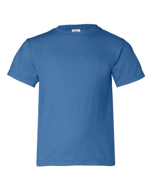 Garment - Dyed Youth Heavyweight T-Shirt - Royal Caribe - We Print U Press DTF Transfers