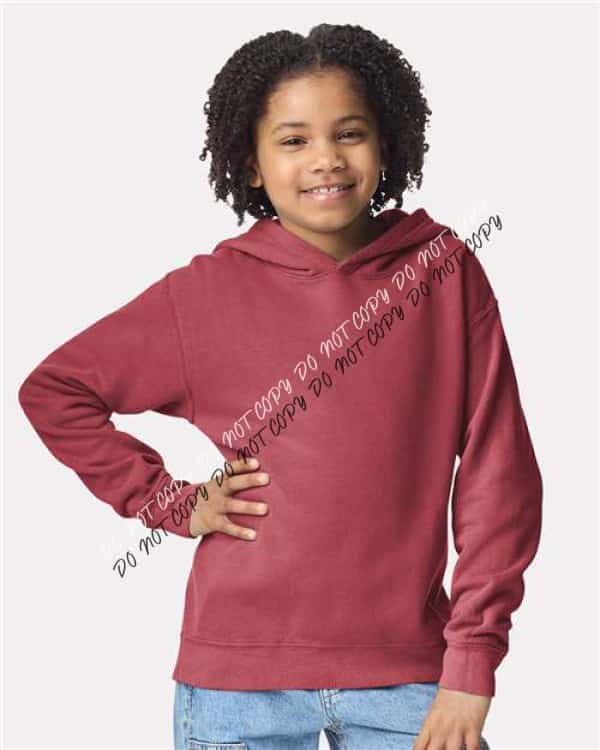 Garment - Dyed Youth Lightweight Fleece Hooded Sweatshirt - We Print U Press DTF Transfers