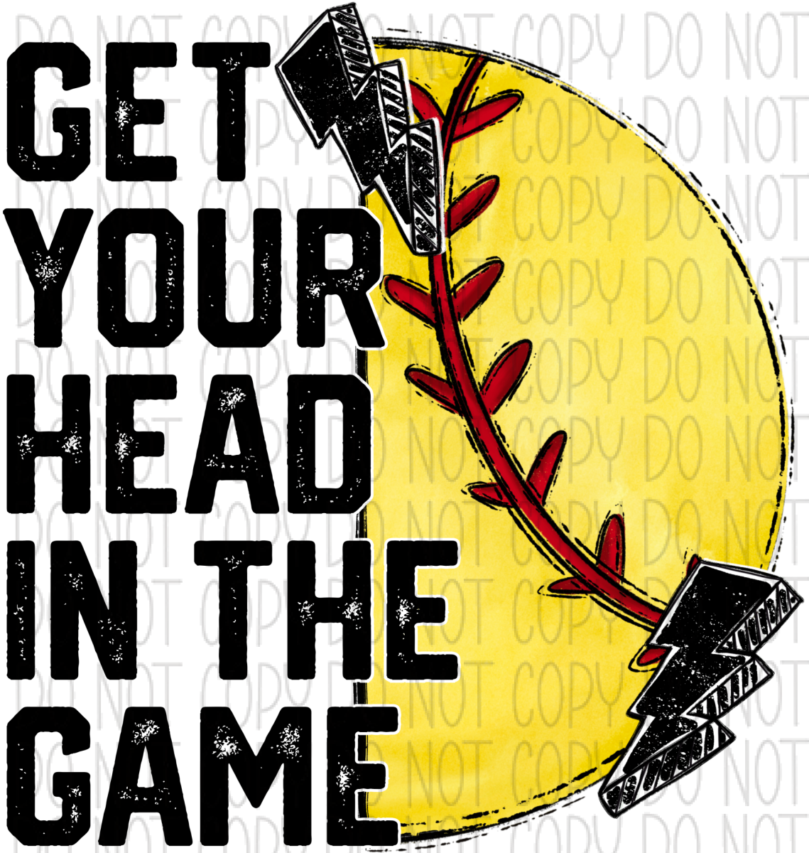 Get Your Head In The Game Dtf Transfer (See Sport Options) Infant 5 / Softball Rtp Transfers