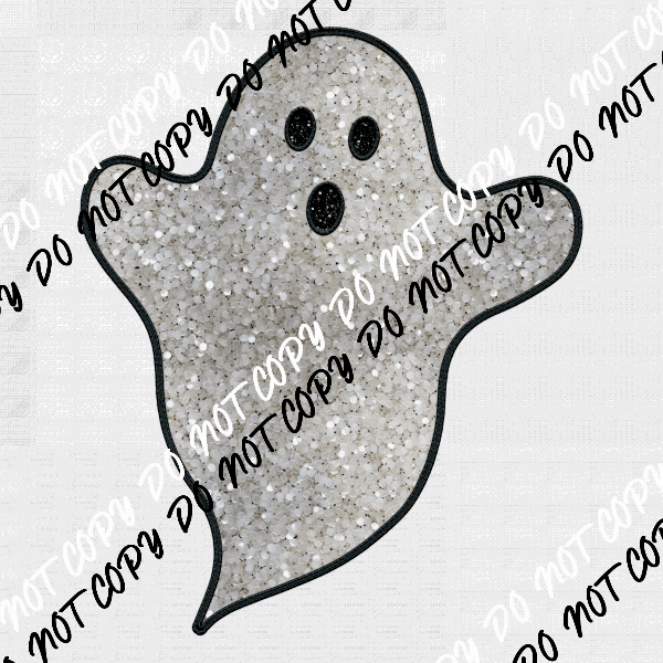 Ghost faux sequin and faux embroidery DTF Transfer - We Print U Press DTF Transfers