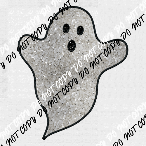 Ghost faux sequin and faux embroidery DTF Transfer - We Print U Press DTF Transfers