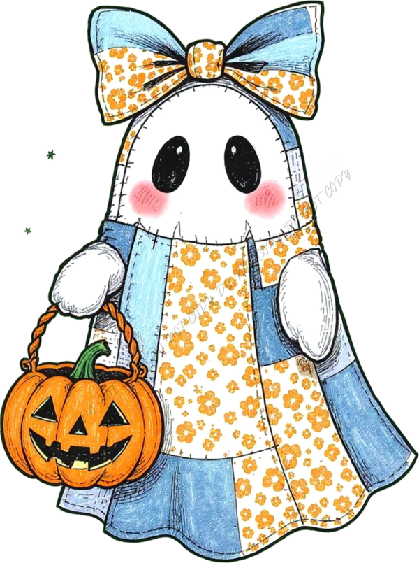 Ghost Girl Pumpkin Harvest Halloween DTF Transfer - RTP DTF Transfer