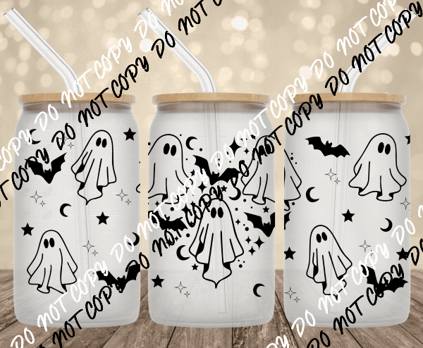 Ghost Heart UV Transfer for 16 oz Glass Can - We Print U Press DTF Transfers